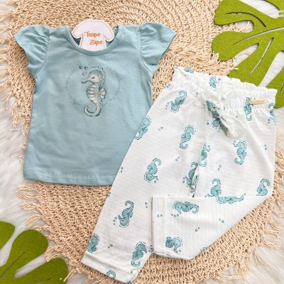 Conj. Blusa Cavalo Marinho e Calça Pantacourt - Verde